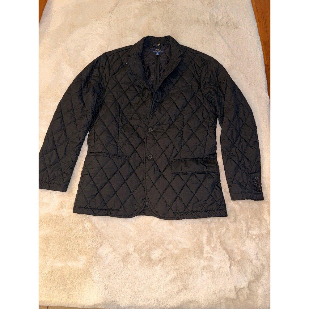 Polo Ralph Lauren Diamond Quilted Blazer Jacket Sport Coat Black Mens L